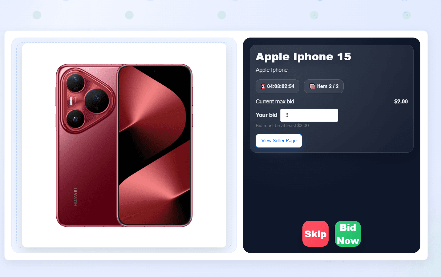 Recobid landing and listing preview