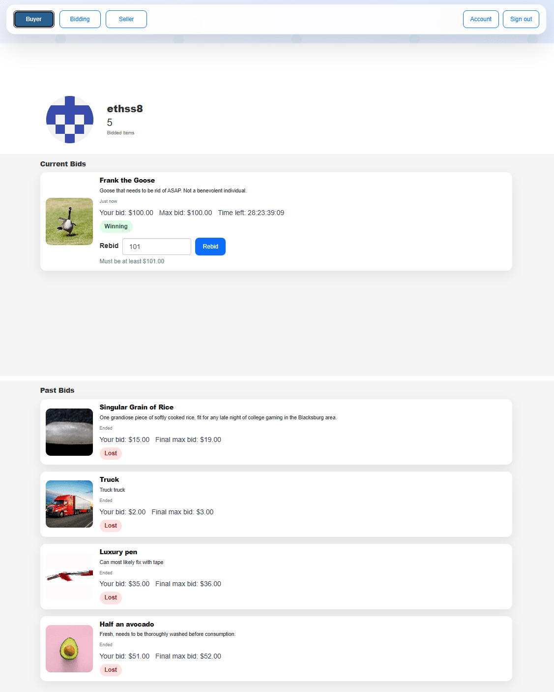 Recobid bidding view